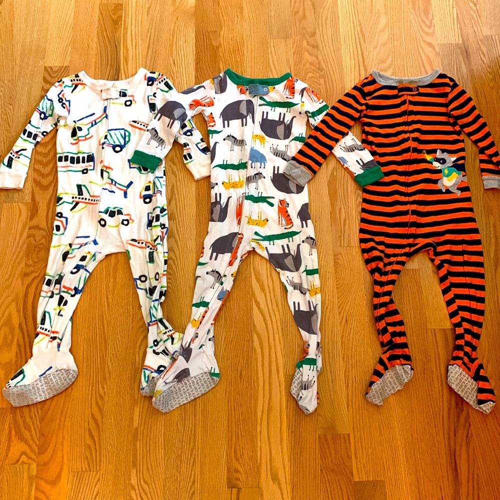 3 Carter’s Cotton footie pajamas